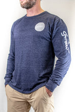 Load image into Gallery viewer, Tri-Blend Navy Long Sleeve Circle Logo Tee